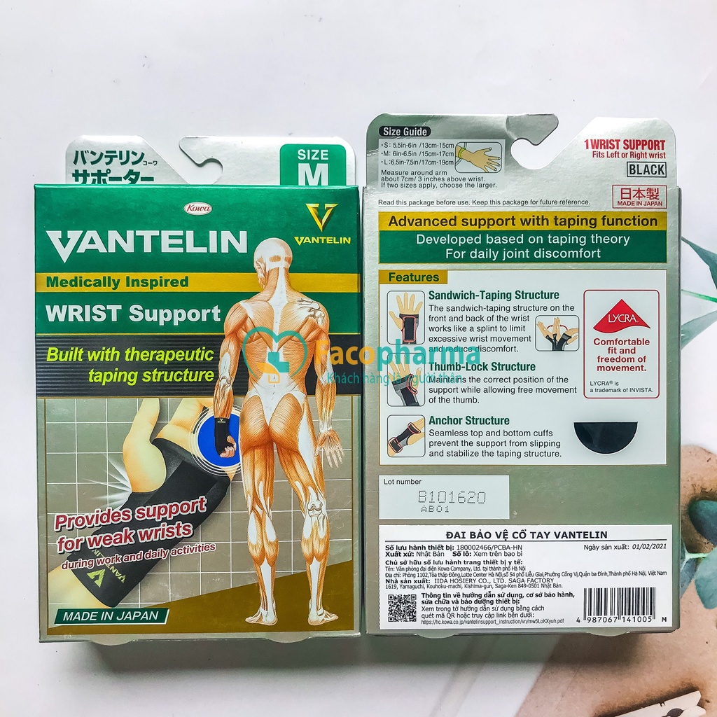 Băng bảo vệ cổ tay Vantelin dùng băng cổ tay tập gym thể thao bảo vệ cổ tay giảm chấn thương