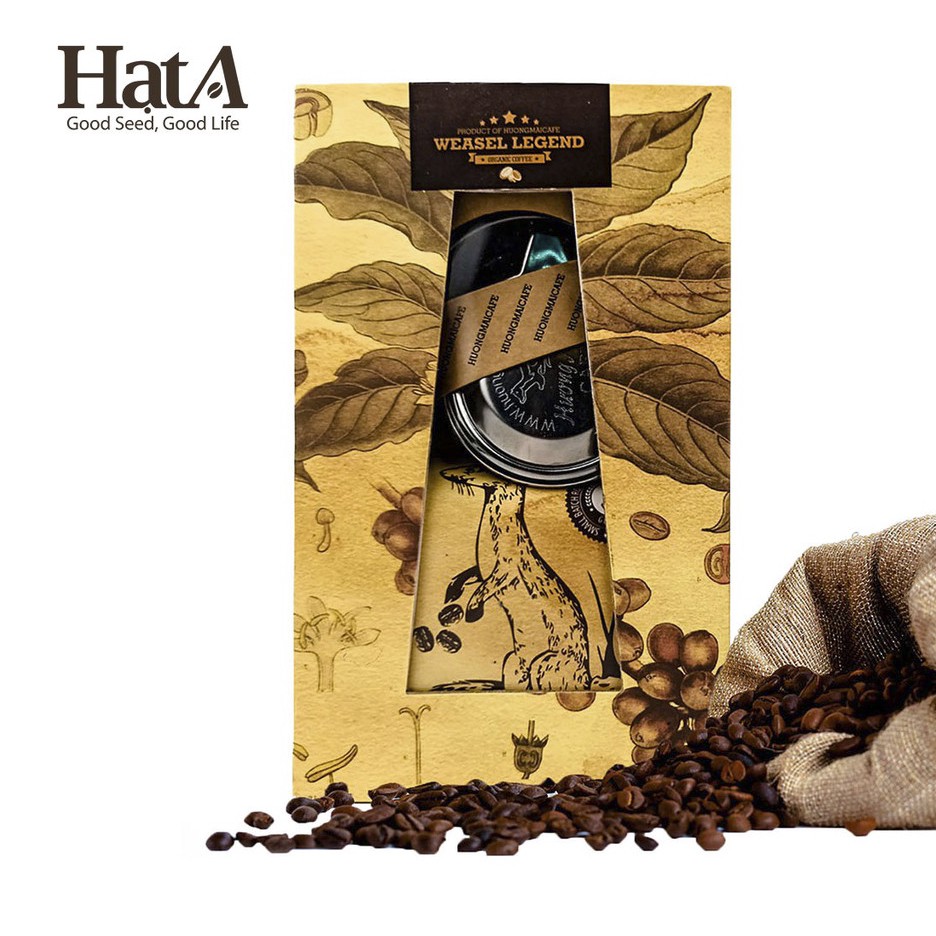 Cà phê chồn Hương Mai Cafe Weasel Legend Coffee Gift Box 100% hạt Arabica nguyên chất hương thơm đậm đà 250gr