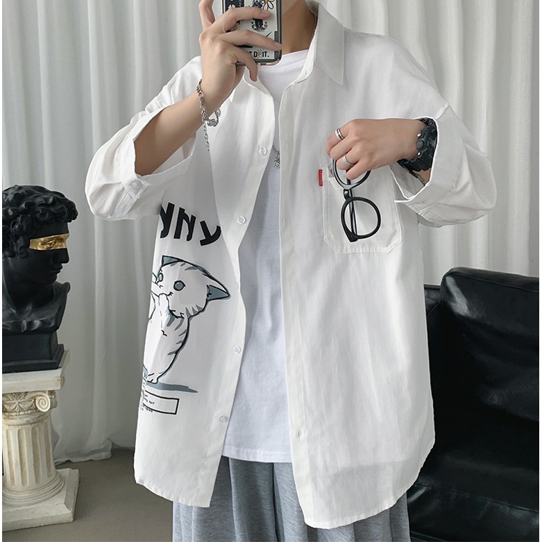 Sơ Mi Nam Dài Tay Cổ Ve In Hình Mèo Họa Tiết Chữ UNNY Thời Trang Zenkonu SO MI NAM 1000026 | BigBuy360 - bigbuy360.vn