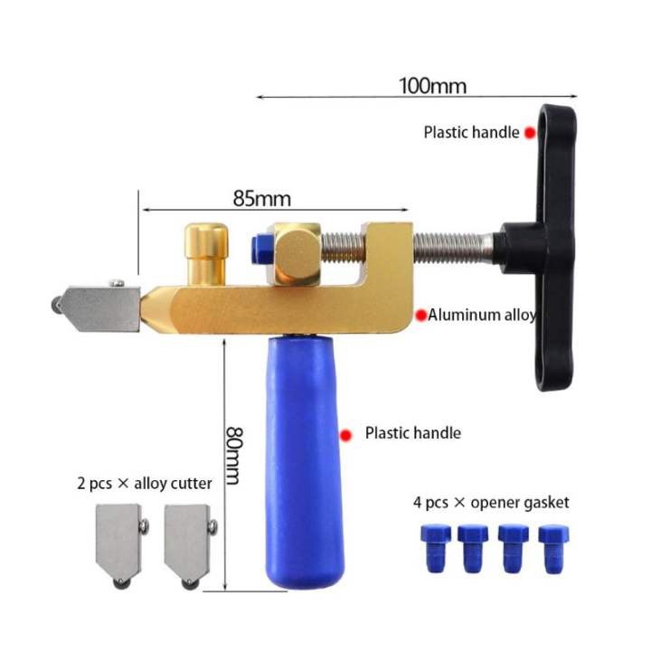 Dao Cắt Gạch Men 2 Trong 1, Cắt Kính Đa Năng  Hộp Gồm 1 Máy Và 3 Lưỡ