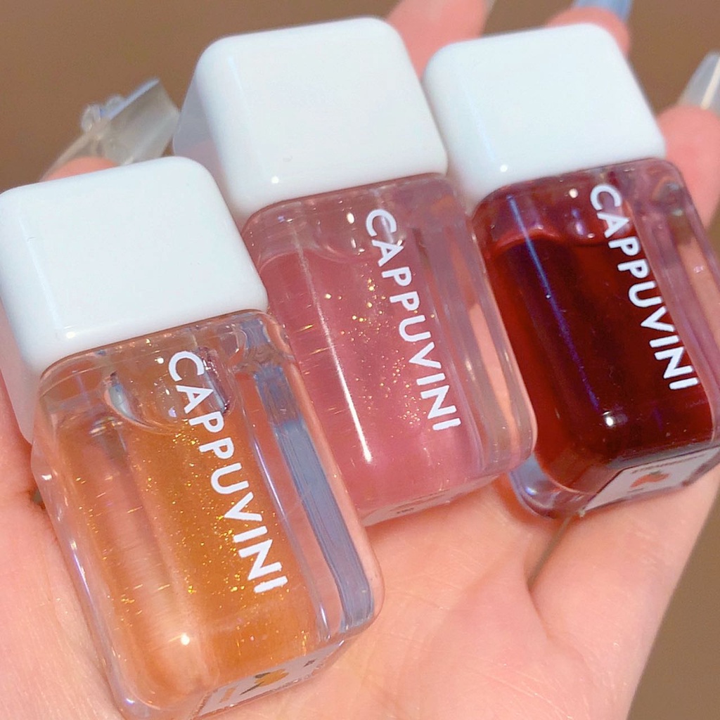 Cappuvini Son bóng trong suốt dưỡng ẩm không thấm nước thiết kế hình viên kẹo dễ thương