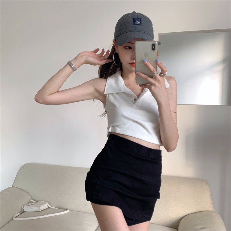 Xiaozhainv Chân Váy Ngắn Lưng Cao Màu Trơn Thời Trang Quyến Rũ Cá Tính Cho Nữ | BigBuy360 - bigbuy360.vn