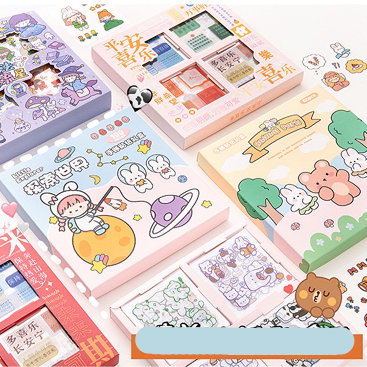 Hộp 100 tấm Sticker nhiều hình dễ thương - shop liam