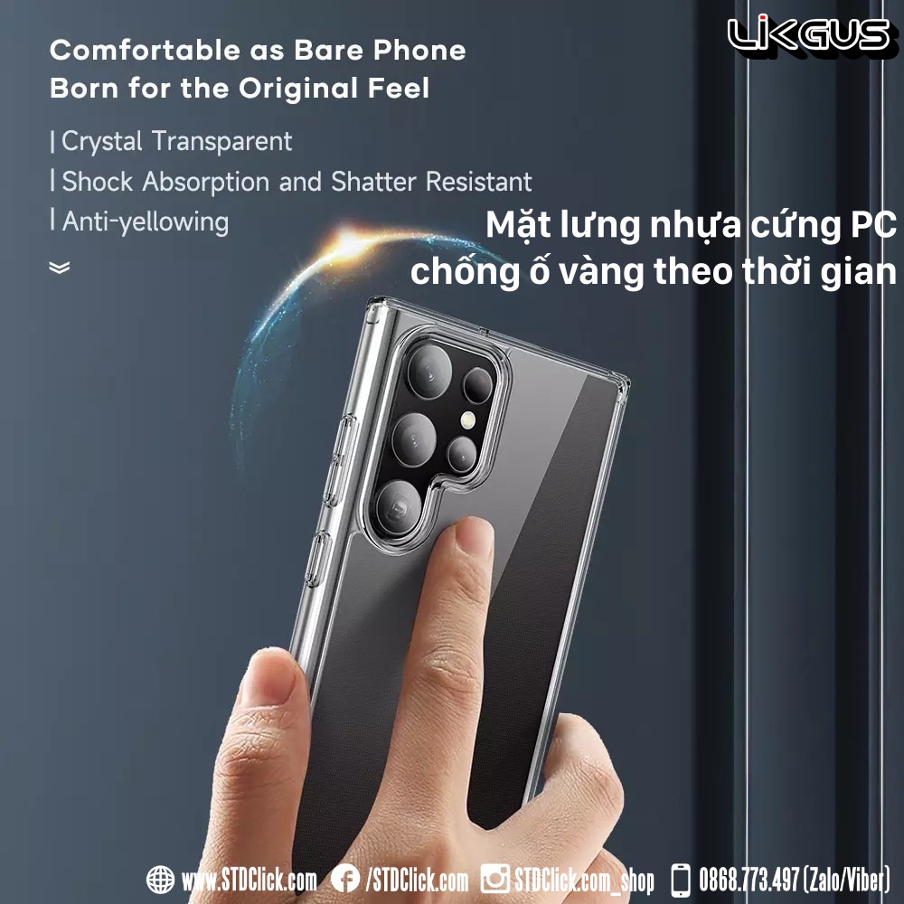 ỐP LƯNG SAMSUNG GALAXY S22 5G - S22 PLUS 5G - S22 ULTRA 5G LIKGUS LƯNG CỨNG TRONG VIỀN DẺO CHÍNH HÃNG