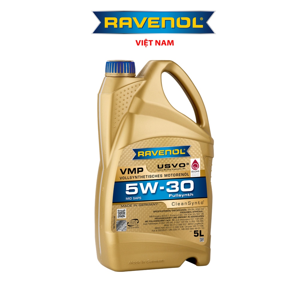 Nhớt ô tô tổng hợp cho động cơ xăng và diesel SN/C3 RAVENOL VMP SAE 5W-30