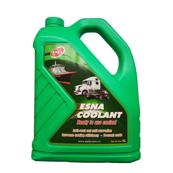 Bộ 2 can 4L nước làm mát xe ô tô màu xanh Esna Coolant, OkI Coolant 4L