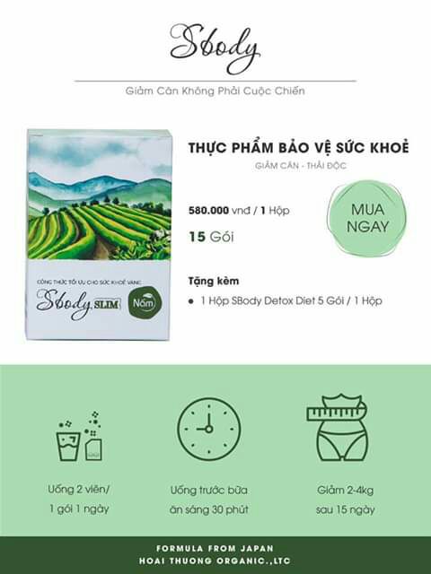 (SẴN HÀNG) Giảm cân Sbody Slim (Hộp 15 gói)