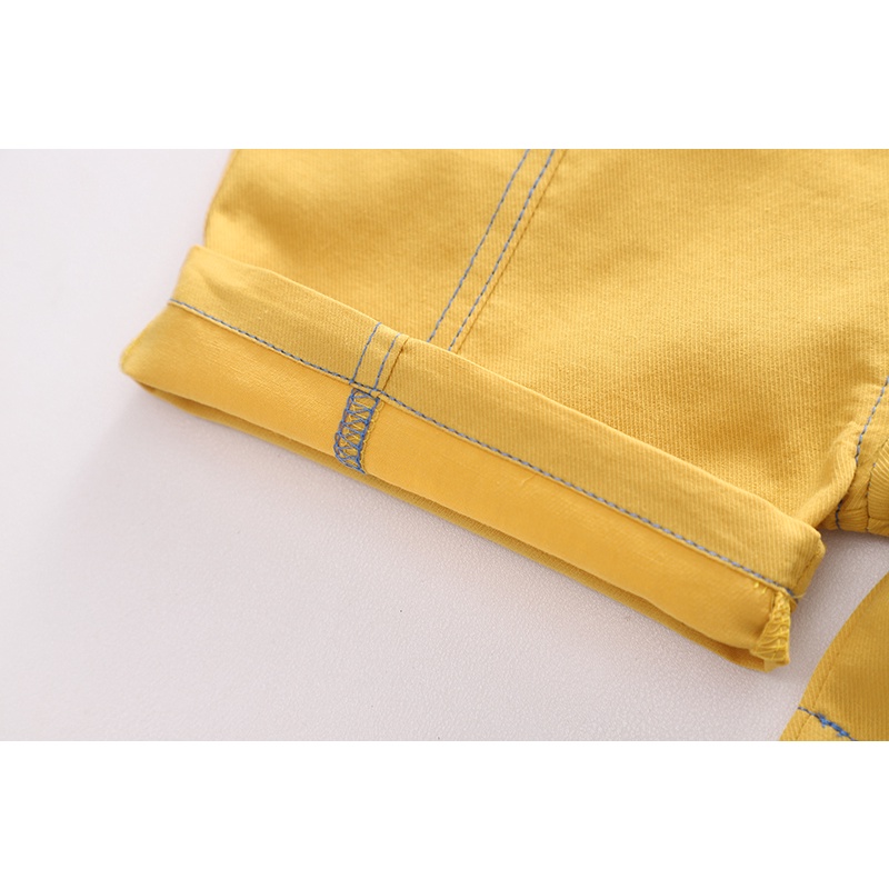 Set Áo Thun Tay Ngắn Cổ Tròn + Quần Short Cotton In Hình Gấu Hoạt Hình Thời Trang Hè Cho Bé Size 80-120cm