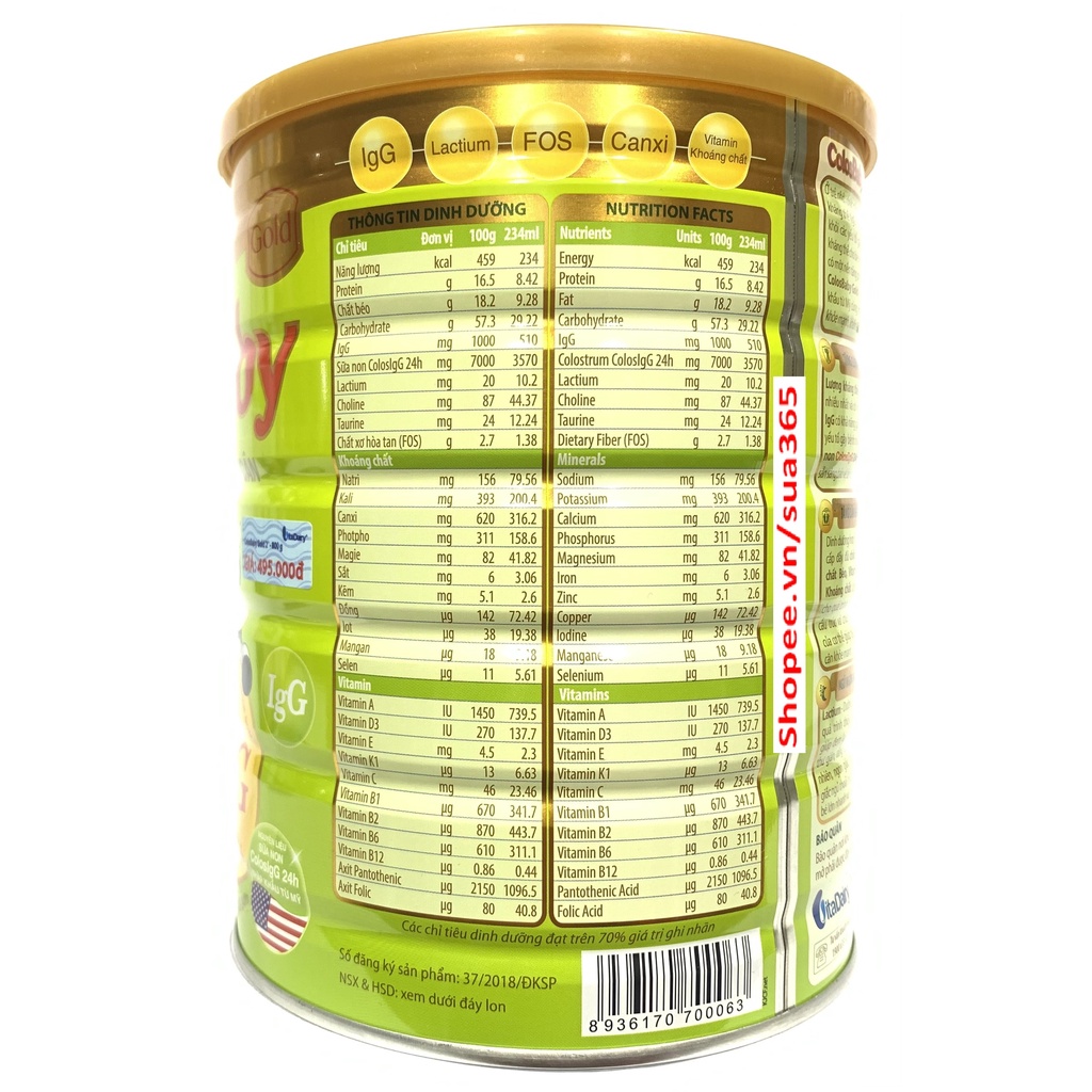 Sữa Colosbaby 1000 IgG Gold 2+_800gr (Date mới nhất)