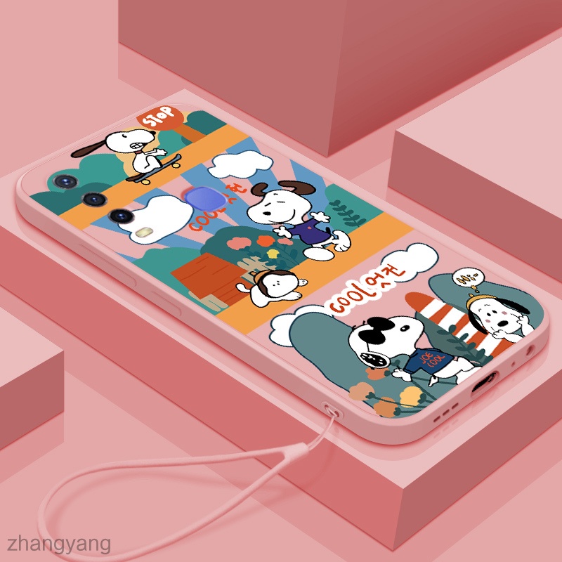 Ốp Điện Thoại Silicon In Hình Snoopy Có Dây Đeo Cho vivo y11 y12 y15 y17 y19 y31