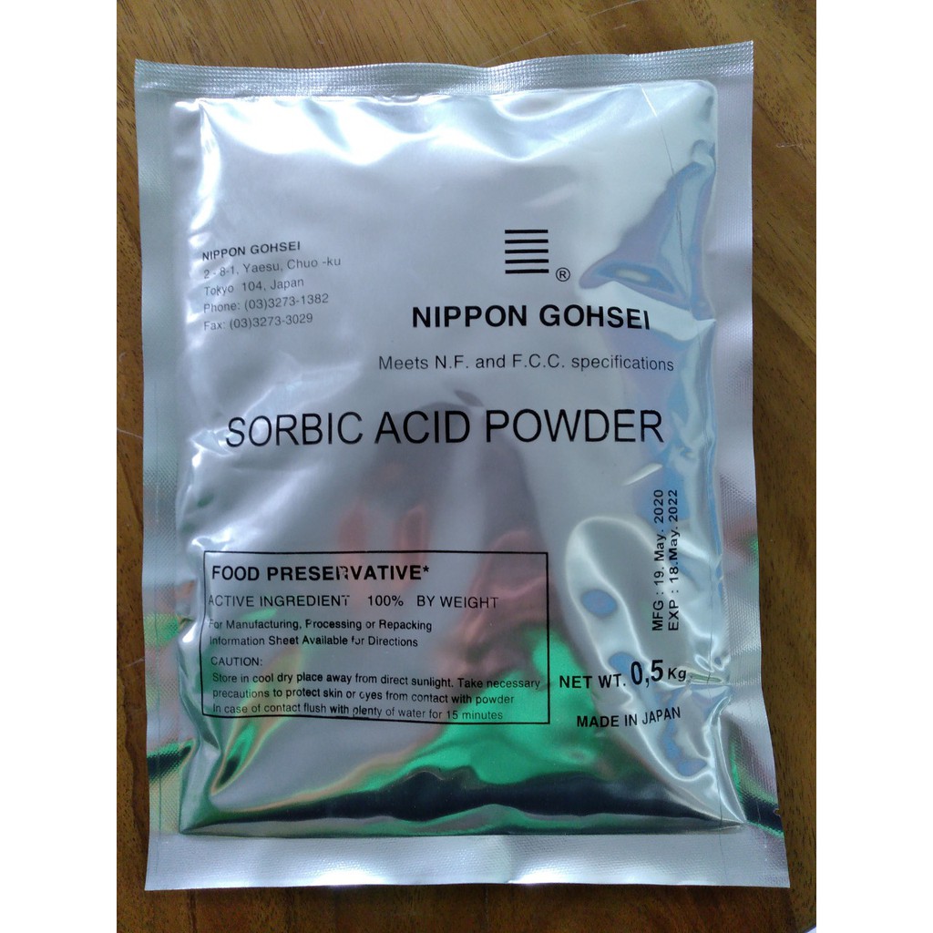 CHẤT BẢO QUẢN (E200) - CHỐNG NẤM MỐC - ACID SORBIC Dùng làm chất bảo quản trong thực phẩm túi 500GR