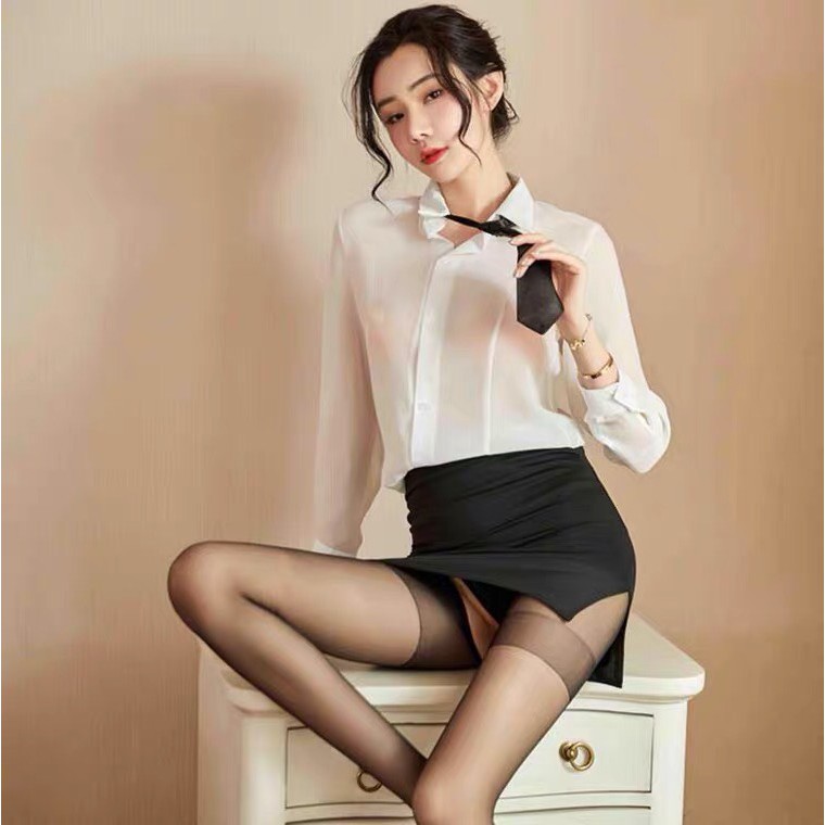 Đồ ngủ sexy cosplay nữ thư ký cao cấp kèm cà vạt + quần chip G string 509