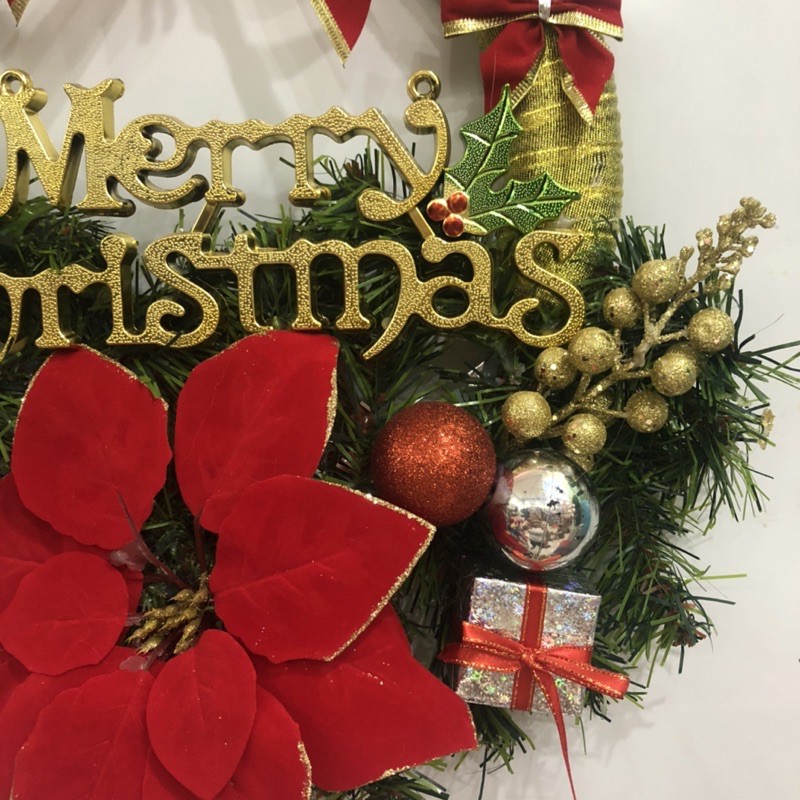 Vòng nguyệt quế nơ trang trí Giáng sinh Noel 40 x 40cm