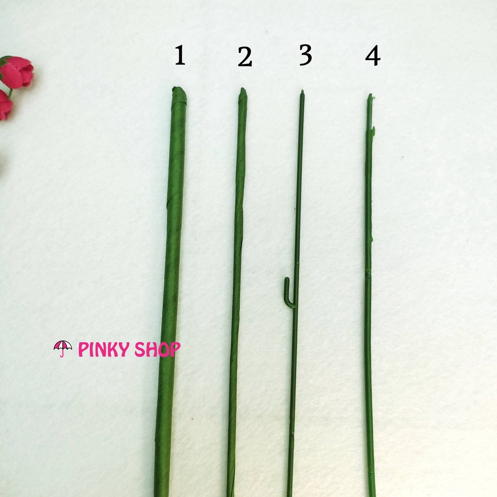Cành kẽm làm hoa giả, bọc nhựa  cắm thân hoa hồng sáp, giấy nhún phụ kiện handmade Pinky shop mã CKLH1