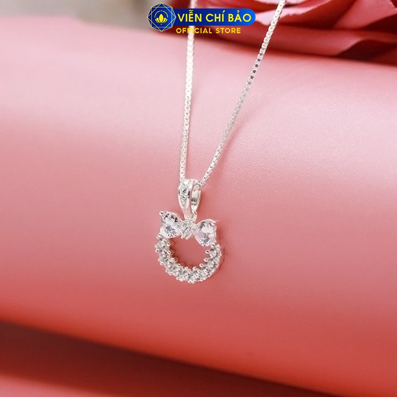 Dây chuyền nữ nơ nạm cườm chất liệu bạc S925 thời trang phụ kiện trang sức nữ Viễn Chí Bảo D400798