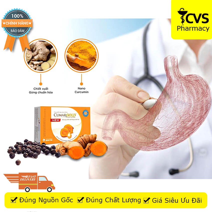 [MẪU MỚI] CumarGold New - Hỗ trợ bảo vệ niêm mạc dạ dày, giảm nhanh triệu chứng viêm loét dạ dày, tá tràng - cvspharmacy