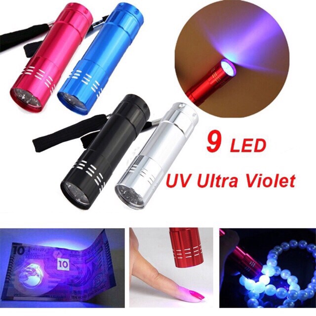 Đèn pin UV 9 bóng cực sáng soi tiền giả