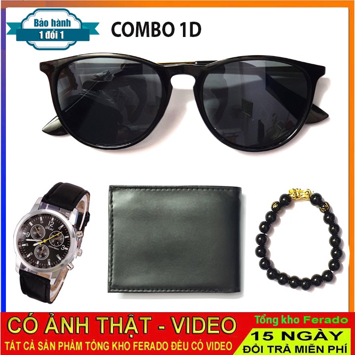 COMBO 4 món phụ kiện Đồng hồ kính mắt ví da vòng tùy hưu