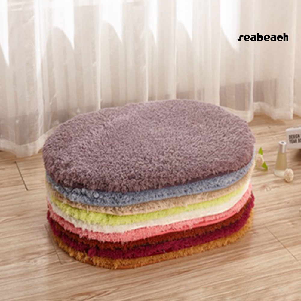 Thảm lông lót sàn hình oval thấm hút nước chống trượt tiện dụng cho phòng khách