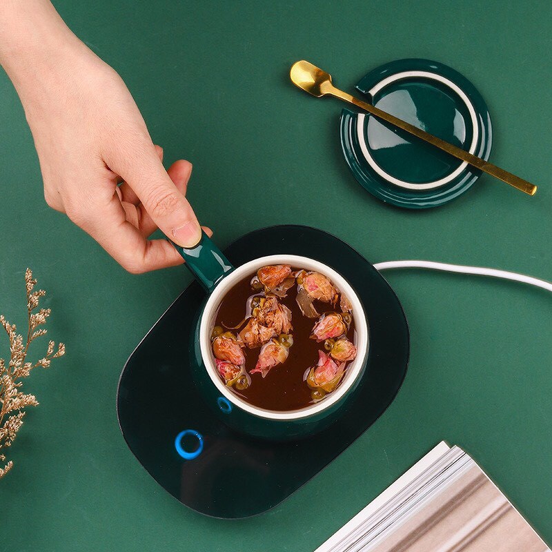 Cốc Hâm Nóng đồ uống bằng sứ - Bộ ly sứ kèm đế điện hâm nóng trà, cafe, hâm sữa