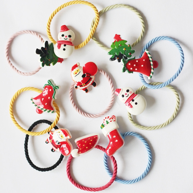 Dây thun cột tóc hình tuần lộc Santa Claus người tuyết giáng sinh năm mới cho trẻ em