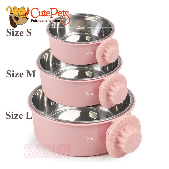 Bát đơn gắn chuồng kèm lõi inox bát cho chó - CutePets