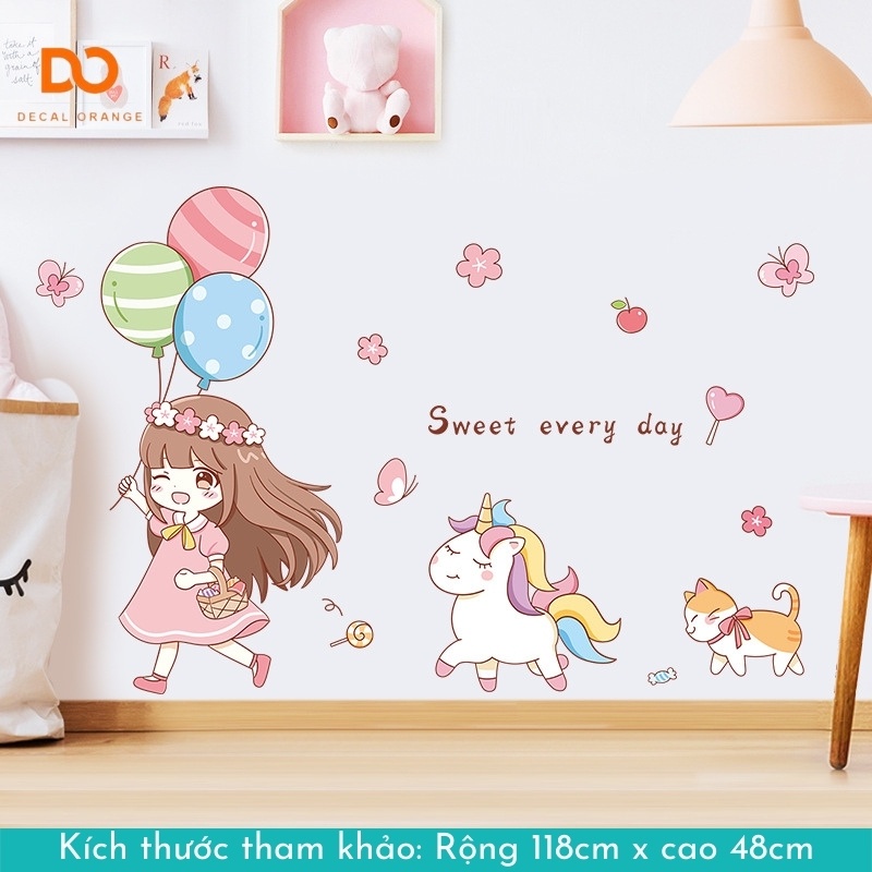 Decal dán tường, Giấy dán tường cao cấp hình hoạt hình cho bé, trang trí phòng ngủ, tủ quần áo