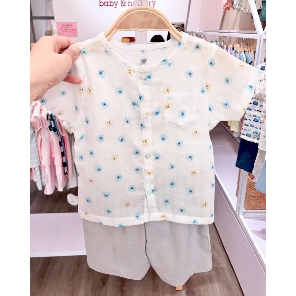 [Lullaby] Bộ cộc tay CAO CẤP cài giữa Chất Xô mát-Vân Thoáng (size 6m-4Y)