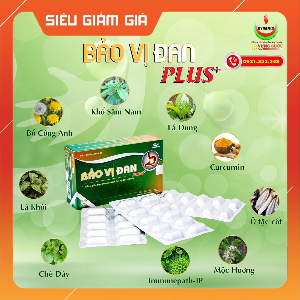 Giảm đầy hơi ợ chưa  Bảo Vị Đan PLUS hộp 30 viên