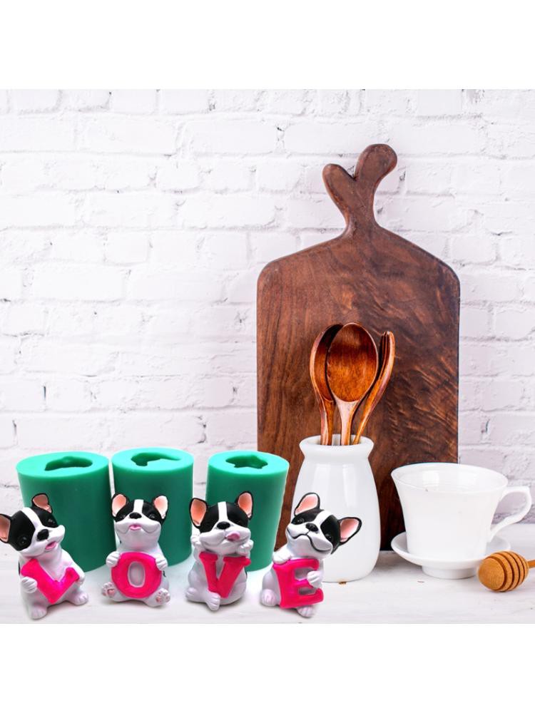 Bộ 4 Khuôn Silicone Tạo Hình Chú Chó 3d Làm Xà Phòng / Bánh / Chocolate Diy