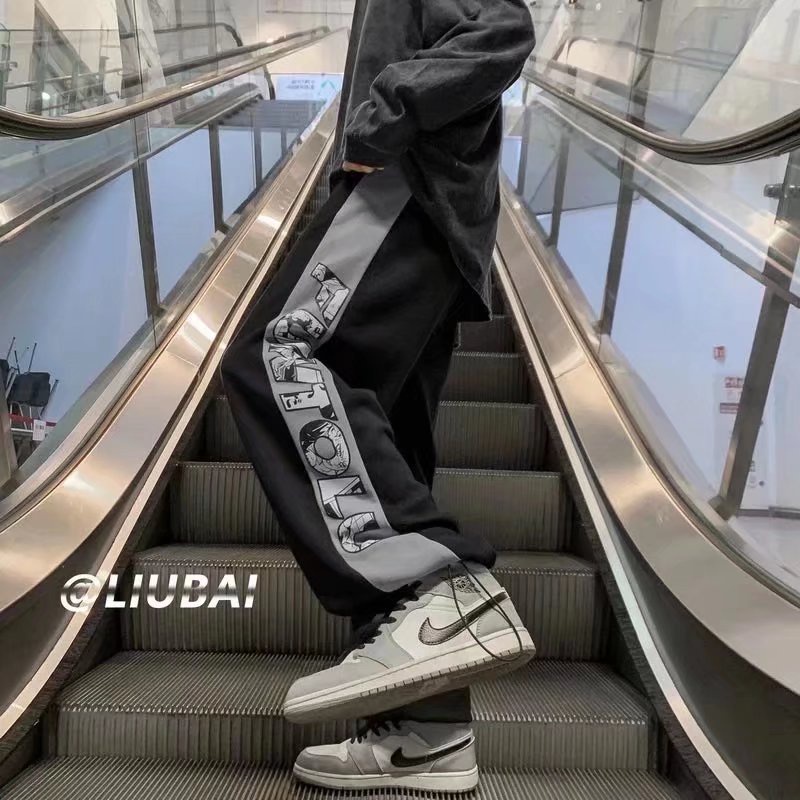 Quần dài thời trang dáng rộng phong cách hip hop kiểu mùa hè 2022 thấm hút mồ hôi size lớn dành cho nam S-3XL