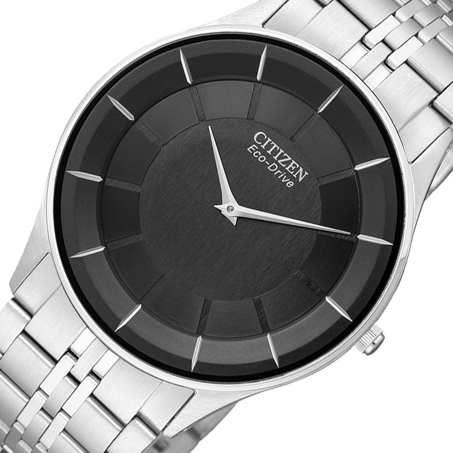 [Mã FARSBR243 giảm 15% đơn 249K] Đồng Hồ Citizen Nam Siêu Mỏng Dây Kim Loại Eco-Drive AR3010-65E - Mặt Đen (36mm)