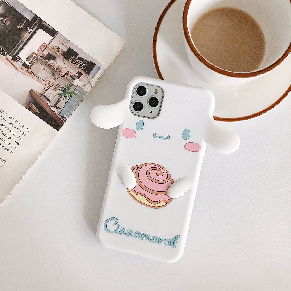 Ốp điện thoại in hình Melody Cinnamoroll Pompom Purin 3D cho IPhone X XS XR XS Max 8 7 6 6S Plus