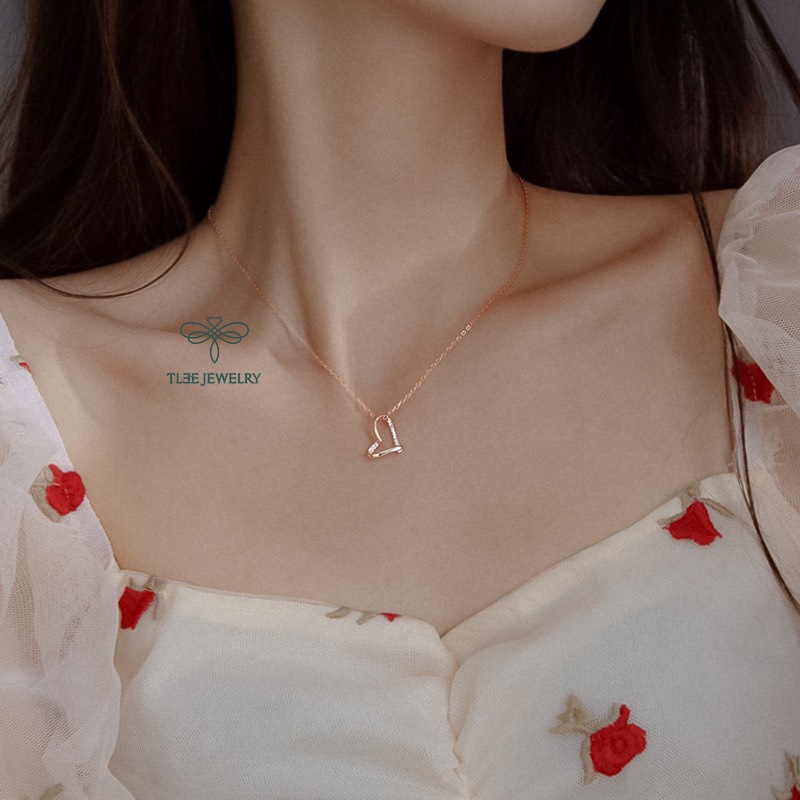 Dây chuyền bạc nữ TLEE tim chéo nạm đá cao cấp TleeJewelry D0121