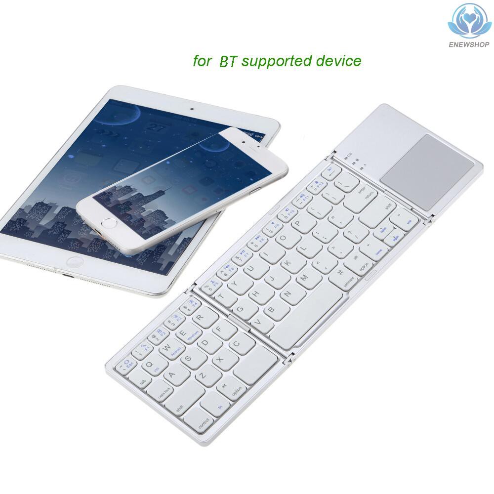 【enew】Portable Mini Ultra Slim Thin Foldable Folding BT Wireless Keyboard with Touchpad for  6s/iPad Pro/ Mobile Phone Tablet PC