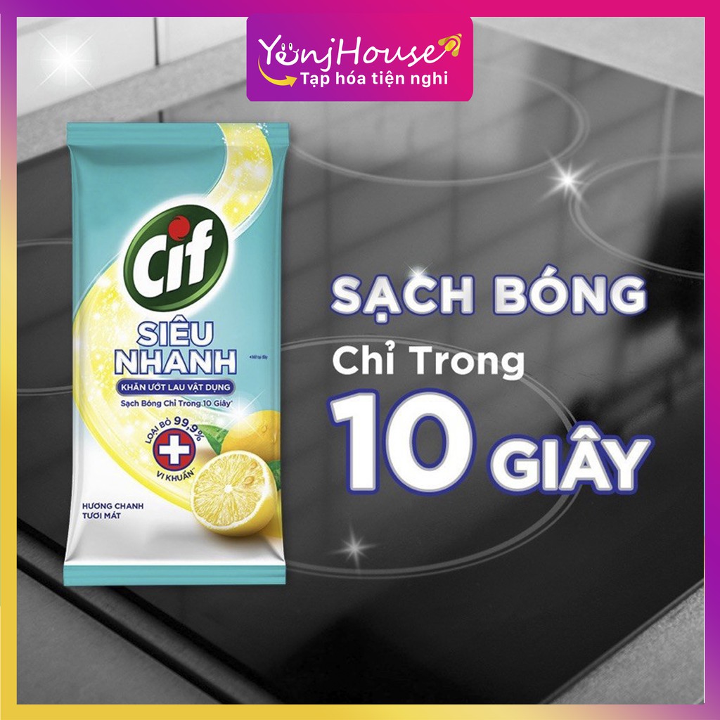 KHĂN ƯỚT CIF 24 MIẾNG ĐA NĂNG LAU CỰC NHANH SẠCH BÓNG CHỈ TRONG 10 GIÂY - YENJHOUSE