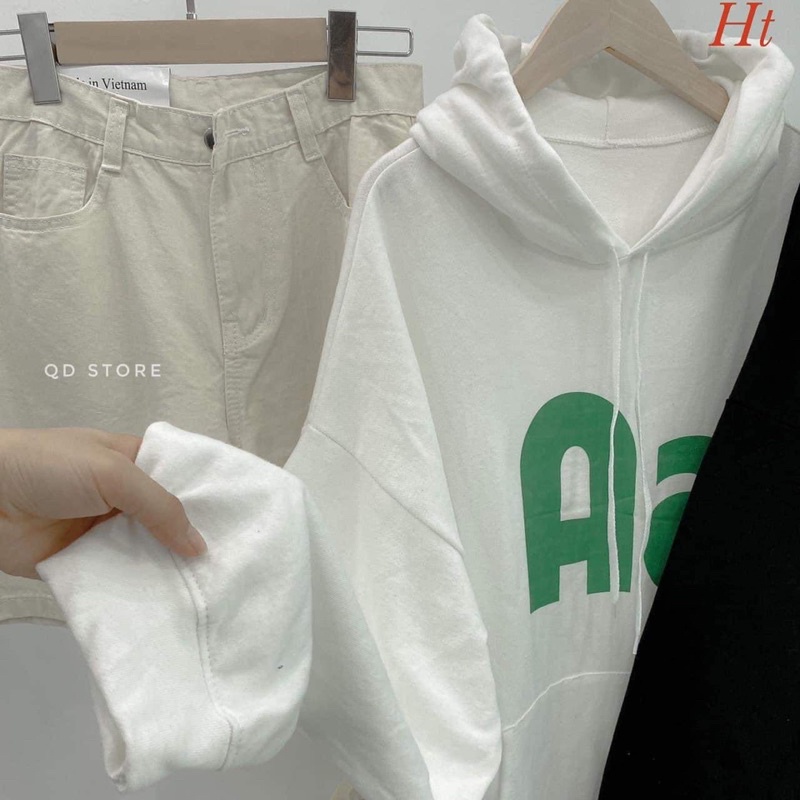 Áo hoodie Aa chữ xanh H2A688