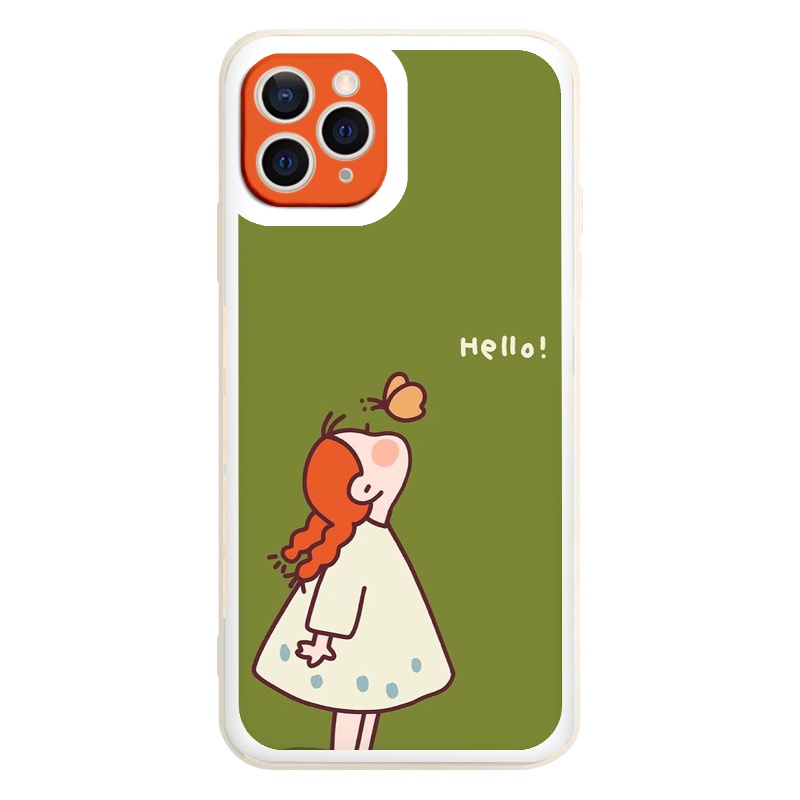 Ốp iphone - Ốp lưng iphone cạnh vuông viền camera Cô bé tóc cam dành cho ip 6 đến 14promax - ng101