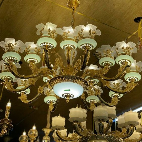 Đèn Chùm Cao Cấp DC6219-15T Đá Nhân Tạo, Đèn Trang Trí Phòng Khách Hiện Đại/Sang Trọng