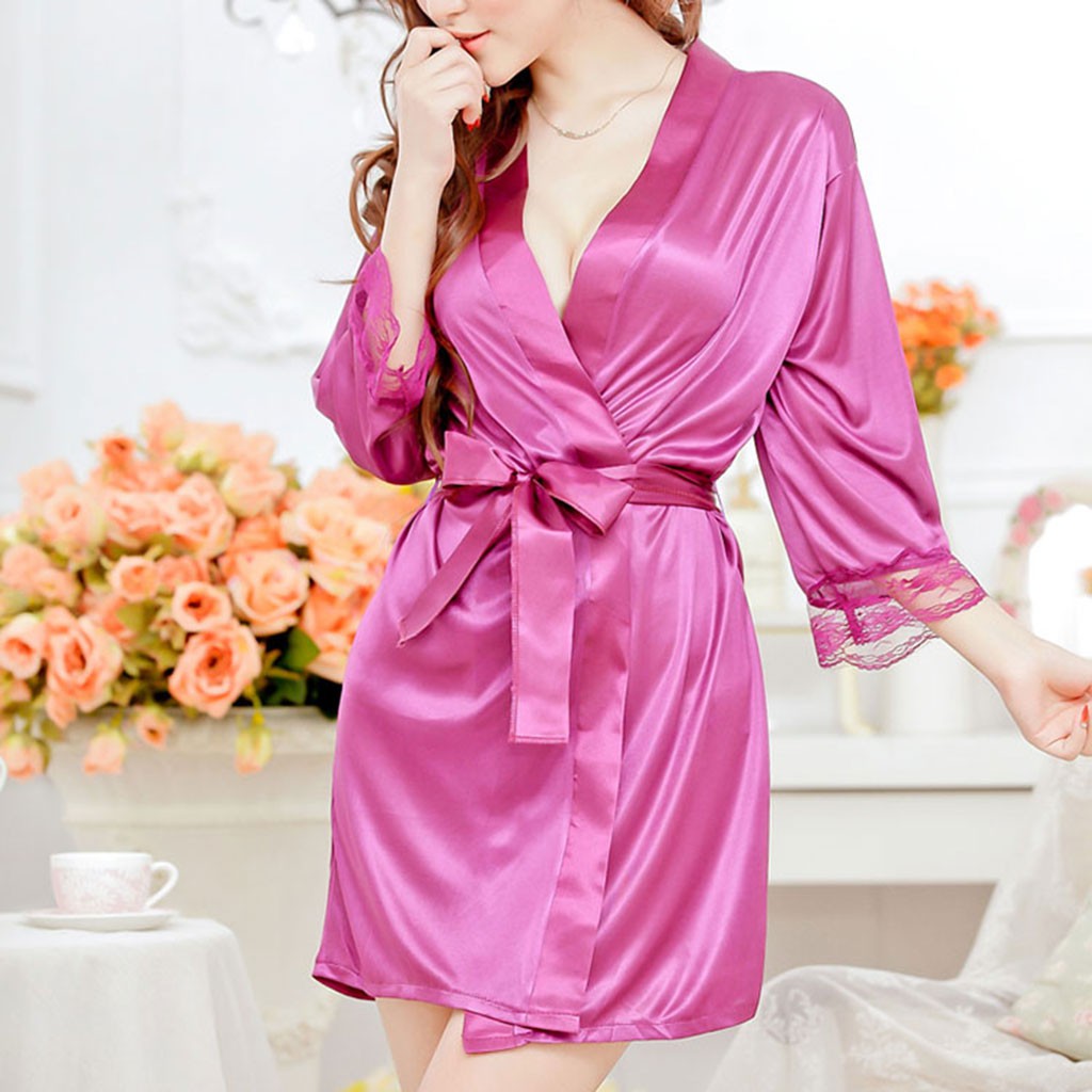 Áo choàng tắm kiểu kimono cổ chữ V gợi cảm cho nữ
