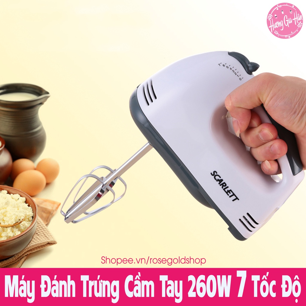 Máy Đánh Trứng Cầm Tay Scarlett 260W 7 Tốc Độ Kèm 2 Que Đánh Trứng, 2 Que Đánh Bột