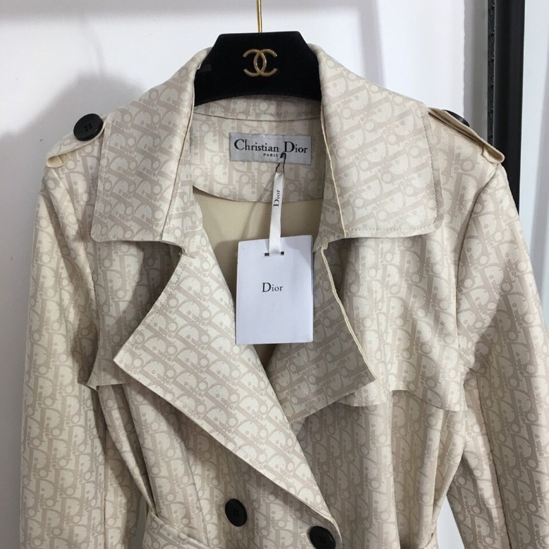Áo khoác măng tô nữ Dior CD họa tiết logo tinh tế cao cấp