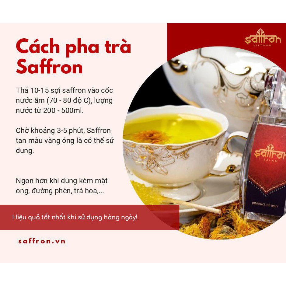 Nhụy Hoa Nghệ Tây Saffron Salam 3 hộp 0.5Gram/hộp tặng Cốc Sứ Cao Cấp Saffron Việt Nam