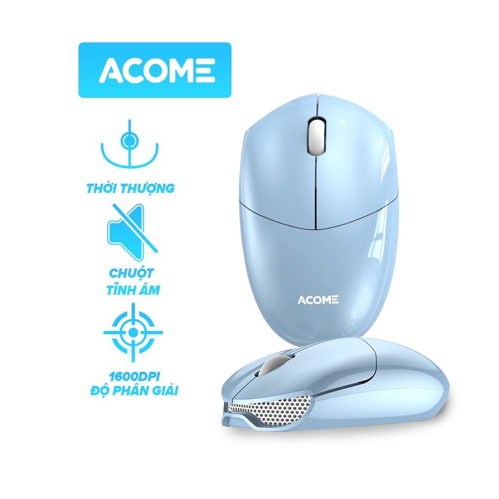 Chuột Máy Tính Không Dây Tĩnh Âm Không Gây Ồn Tặng Kèm Pin ACOME AM200 2.4GHz - BẢO HÀNH 12 THÁNG