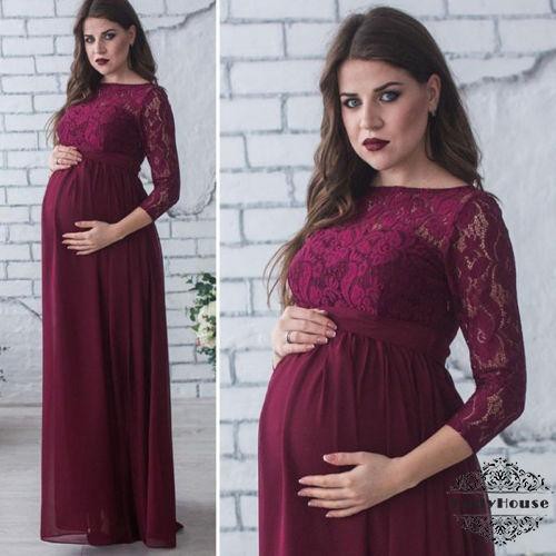 Đầm Maxi Phối Ren Cho Phụ Nữ Mang Thai