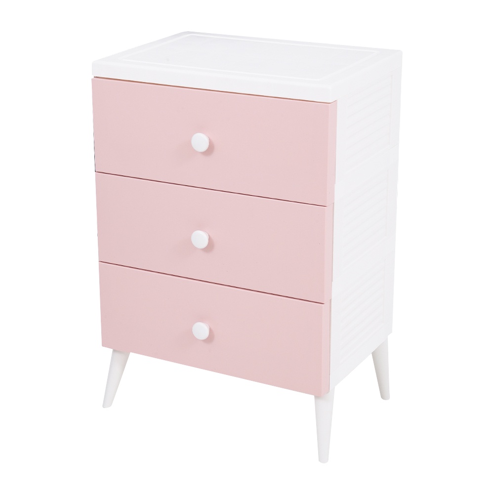 HomeBase STACKO Ngăn kéo nhựa 3 tầng VIVE W58xD40xH85 Cm màu hồng