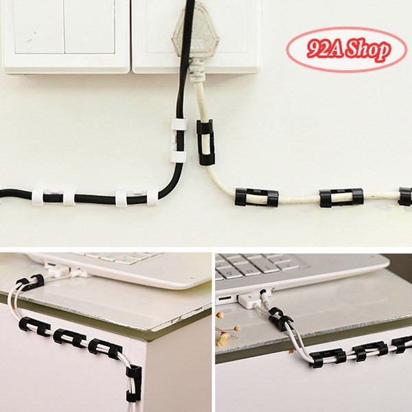 Bộ 20 Kẹp Nhựa Cố Định Dây Điện Cáp Sạc Đa Năng