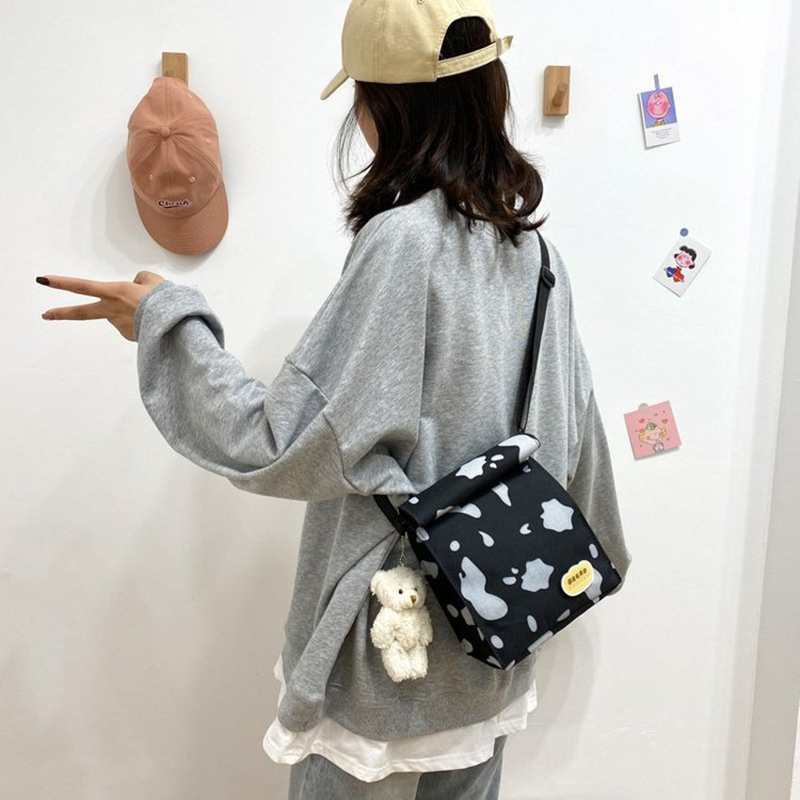 Túi xách bằng vải canvas họa tiết bò sữa dễ thương thời trang cho nữ | BigBuy360 - bigbuy360.vn