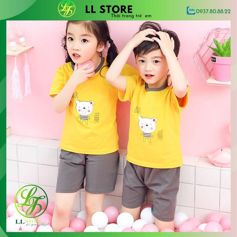 Đồ bộ áo thun ngắn tay, quần đùi cho bé trai, bé gái chất vải cotton mịn phù hợp từ 1-10 tuổi hoặc 12-40kg