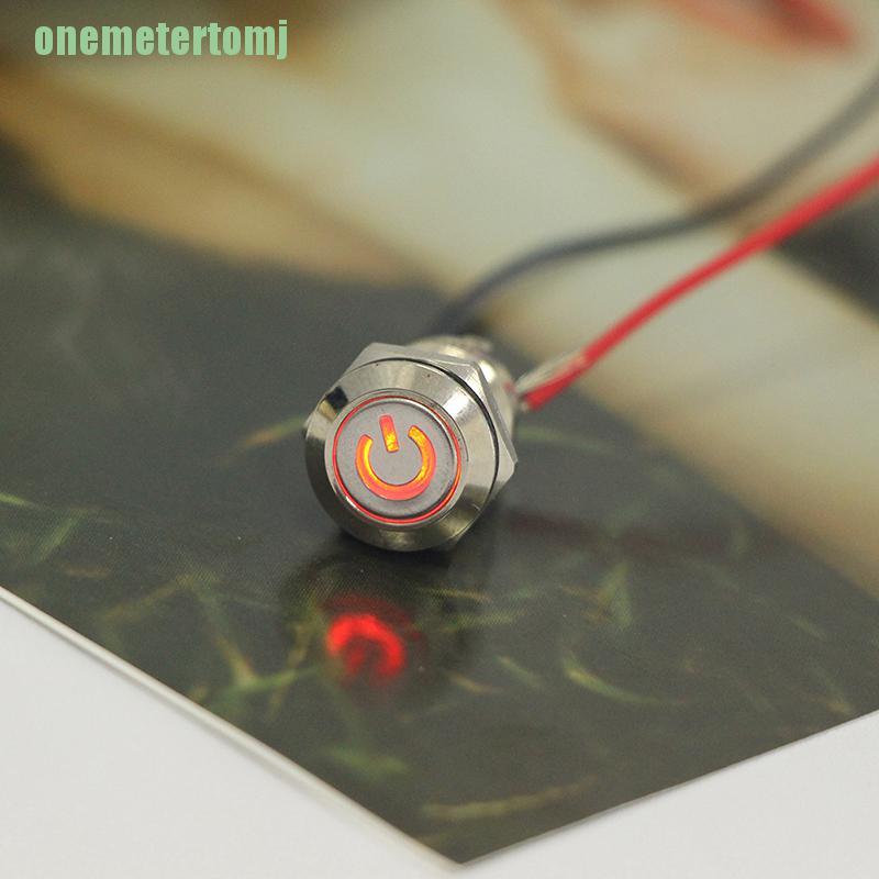 Nút bấm công tắc đèn led 12mm 12v màu đen chống nước chất lượng
